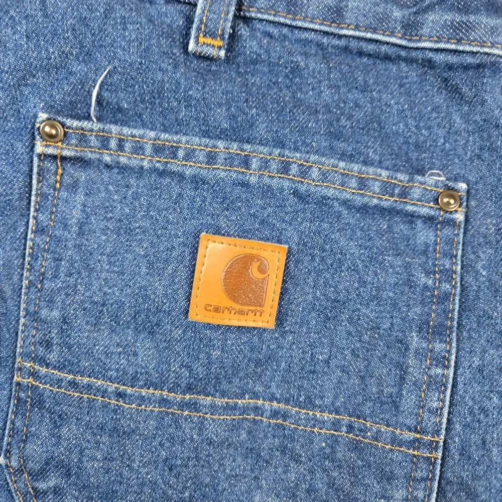 Carhartt Double Knee Jeans Mens 34x30 Blue Loose Fit Carpenter Utility B73-DST